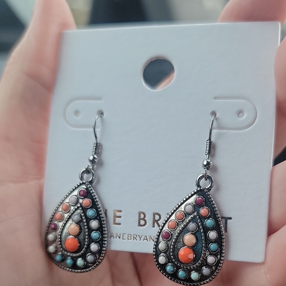 Lane Bryant Colorful Silver Teardrop Earring